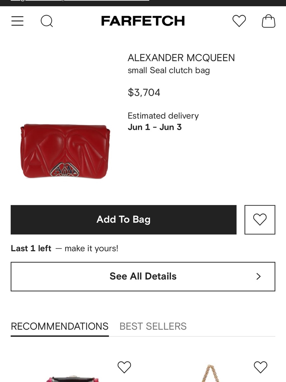 NWT Alexander McQueen Small Seal Quilted Chain Shoulder Bag in Cherry Red - Picture 12 of 12